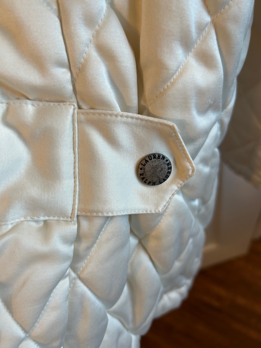 Lauren Ralph Lauren Cream Quilted Puffer Jacket with Corduroy Collar #052 - Picture 11 of 14